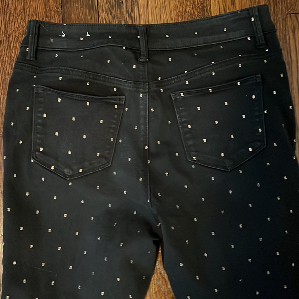 Jeggings by Chicos with gold polkadots. fits ladies size 4 to 6.